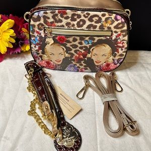 New Brangio Italy Co. Arosa USA Brown Leopard Vintage Style Graphic Crossbody